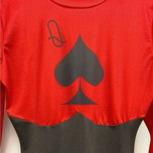 Women’s Queen of Spades slim fit long sleeve jumpsuit.